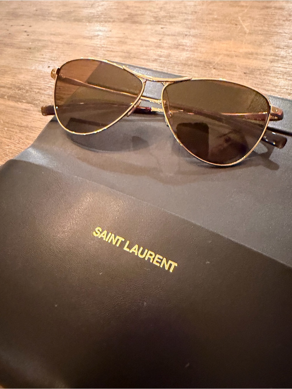 Saint Laurent SL 831 Vesper Sunglasses Brown with Gold Trim Case